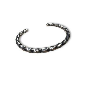 Mexican Sterling Silver Twisted Cuff Bracelet Heavy Rigid Open Cuff